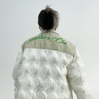 【アウター】デザイン感たっぷり！美式シャネル風刺繍入り中綿ジャケット レディース 冬 小柄向けカップルコーデ 綿入れコート【FCシリーズ】