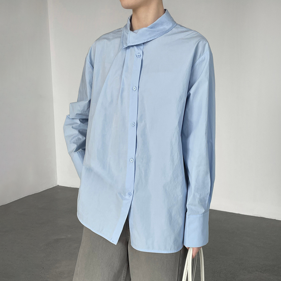 【トップス】レディース シャツ 春新作 不規則デザイン 長袖 ゆったり 体型カバー 襟デザイン 上品 カジュアル ブラウス【JZシリーズ】