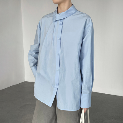 【トップス】レディース シャツ 春新作 不規則デザイン 長袖 ゆったり 体型カバー 襟デザイン 上品 カジュアル ブラウス【JZシリーズ】