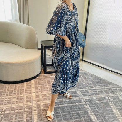 【ワンピース】 ヴィンテージ調 夏 フレンチ風 ミモレ丈 ゆったり 半袖ワンピース 休暇スタイル 上品な雰囲気【SHシリーズ】