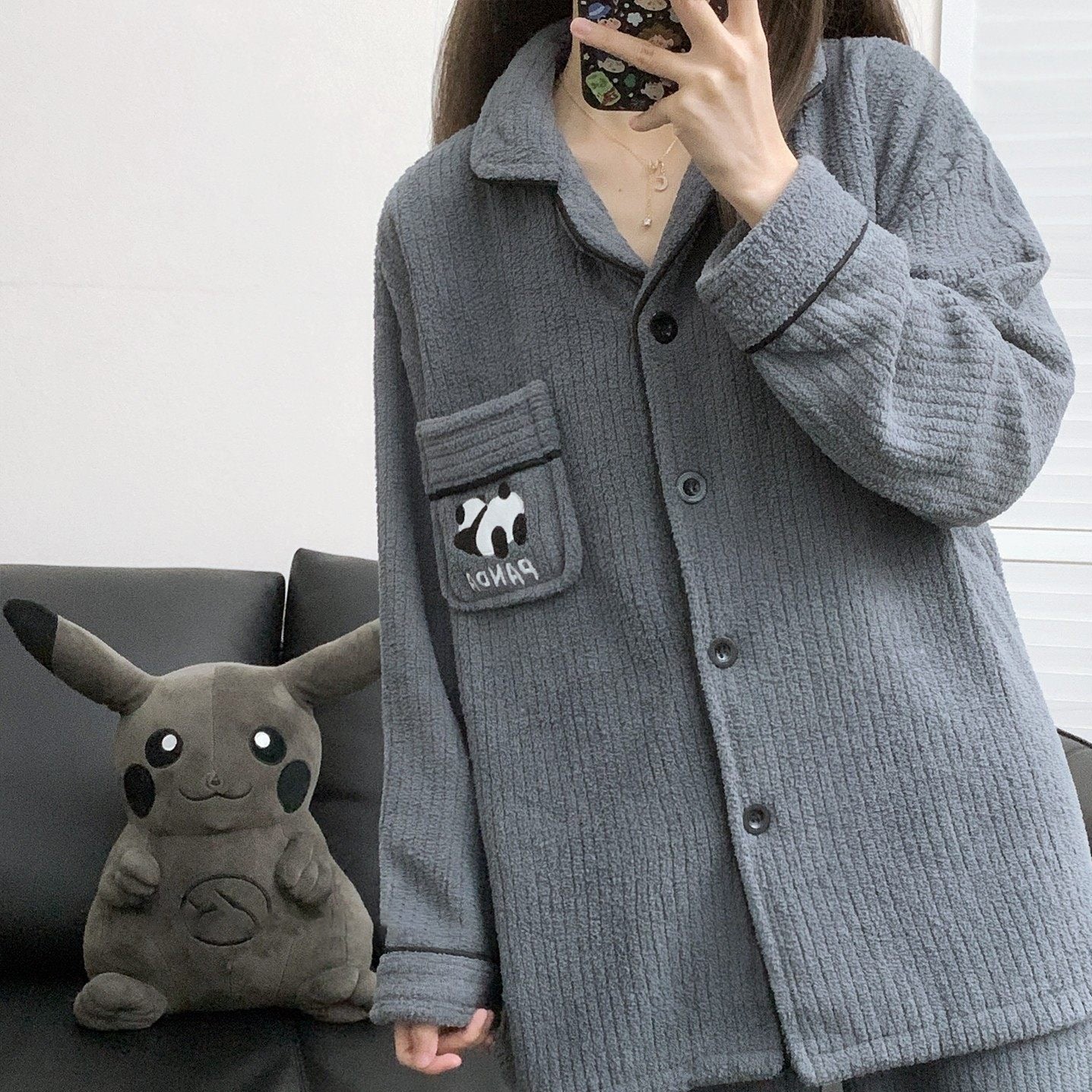 【インナー】パンダププ コーラルフリース 厚手 保温 フランネル ルームウェア レディース/メンズ ペア対応 冬