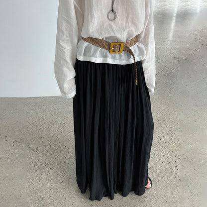 ベルト付き！【ボトムス】夏新作 リゾート感たっぷり 柔らか素材 無地 Aライン フレアスカート 【SNシリーズ】