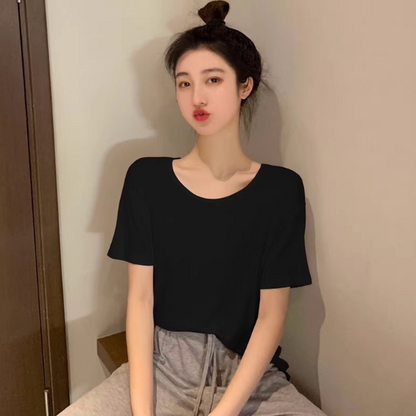 【トップス】冷感 Tシャツ レディース 夏 UVカット 無地 半袖 ゆったり 体型カバー インナー 人気 ベーシック【JZシリーズ】