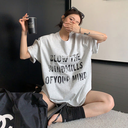 【トップス】Tシャツ レディース ロゴプリント 半袖 リラックスシルエット オーバーサイズ 夏新作【FCシリーズ】