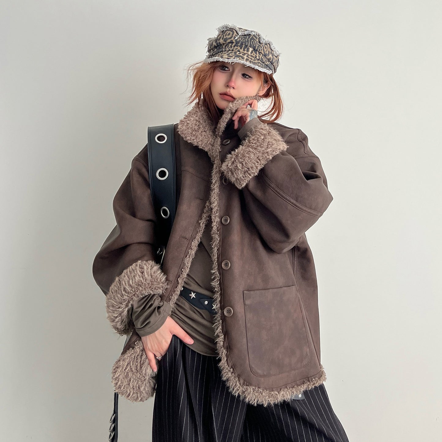 【アウター】秋冬新作 アメリカン風 デザイン感 ゆったり ショート丈両面着用  リバーシブルコート レディース【FCシリーズ】【15～20日内発送】