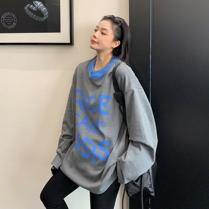 【トップス】ルーズ＆ラフ感 カラーブロックプリント 長袖Tシャツ オーバーサイズ レディース カジュアル【FCシリーズ】