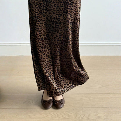 【ボトムス】春 秋 冬 レオパード ベロアハイウエスト スカート 【SNシリーズ】
