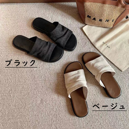 【シューズ】ヴィンテージ風カジュアルリゾートビーチフラットサンダル