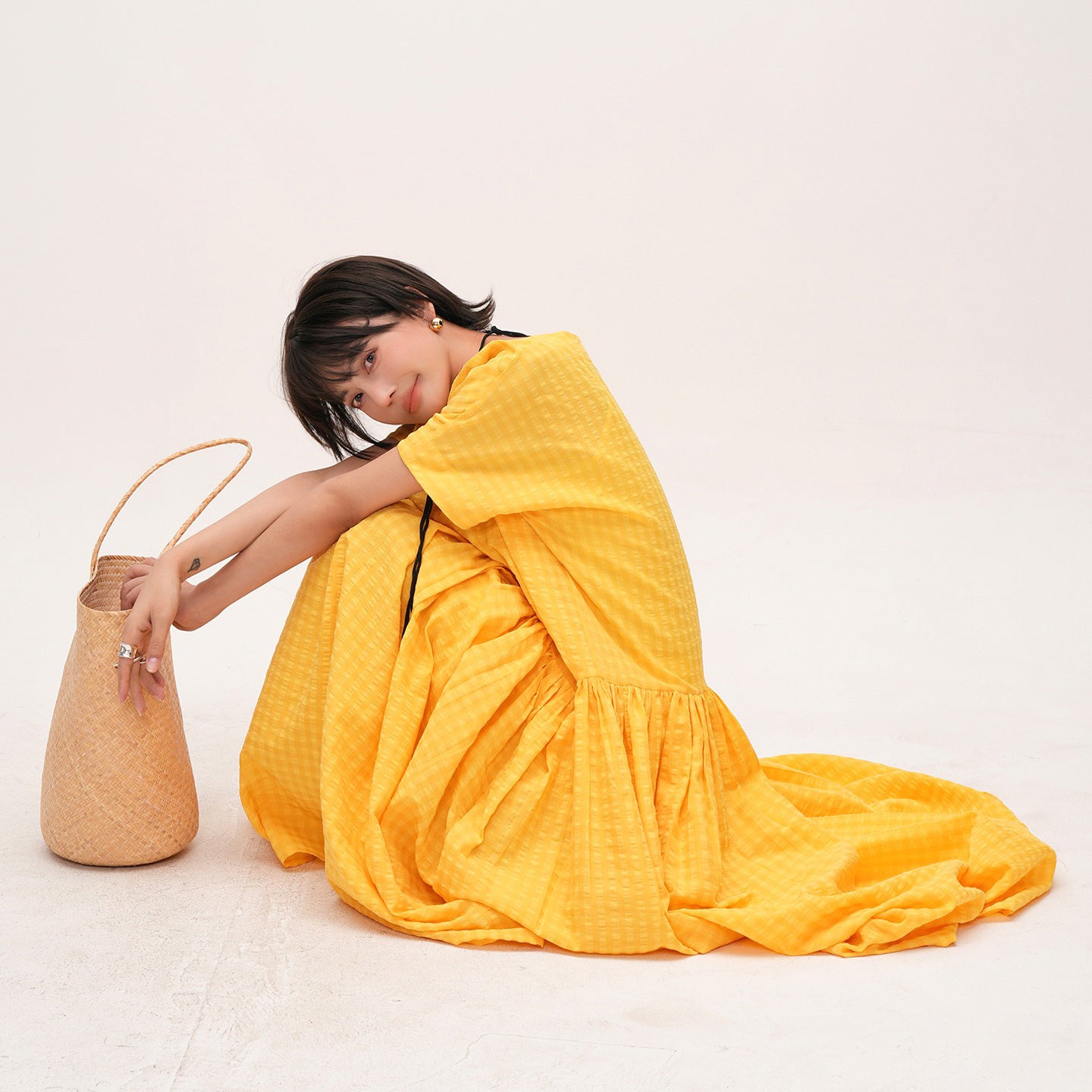 【ワンピース】【15～20日内発送】夏新作 スクエアネック ゆったり半袖ワンピース 薄手ロングドレス 着痩せ効果＆万能コーデ【JZシリーズ】