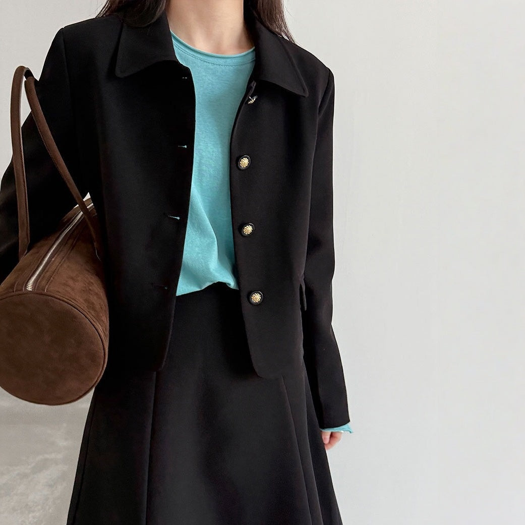 【アウター】韓国風 シャネル風 ジャケット+ プリーツスカート 2点上下セット 【JZシリーズ】