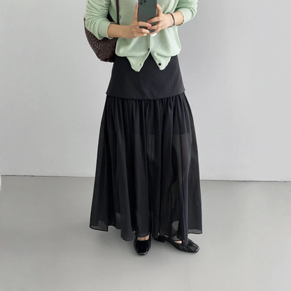 【ボトムス】フレンチティータイム風 落ち感のある上品な レイヤード風 ハイウエスト スカート 【JZシリーズ】