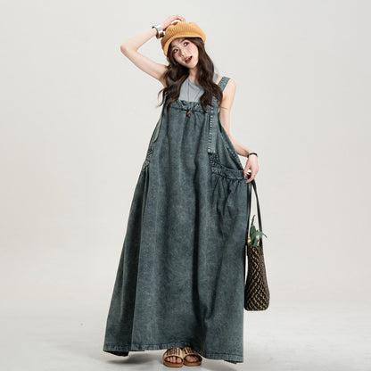 【ワンピース】アート系 デニムジャンパースカート レディース ヴィンテージ加工 ゆったり Aライン ロング丈 ノースリーブワンピース
【JZシリーズ】