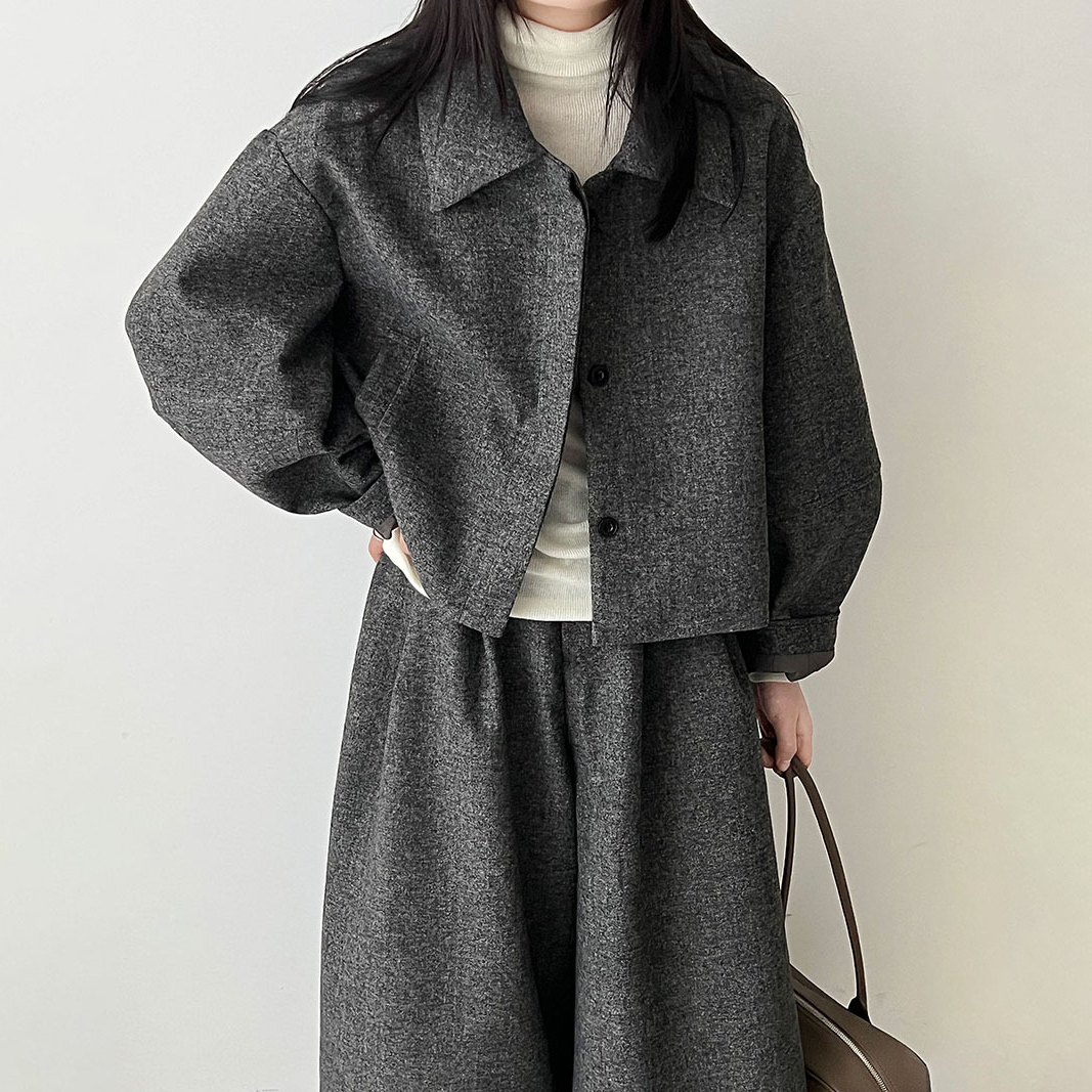 2点セット【セットアップ】秋新作 ウールジャケット＋ストレートパンツ 上下セット レディース 韓国風 レトロ 通勤コーデ【JZシリーズ】