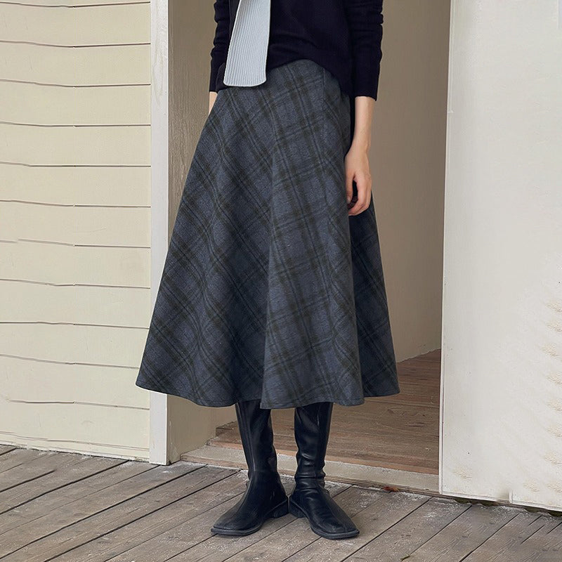 【ボトムス】ヴィンテージ風 ハイウエスト ダイヤ柄 スカート レディース 新作 Aライン スカート【SNシリーズ】