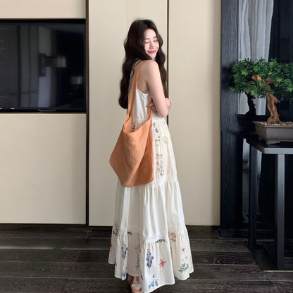 【ワンピース】夏 フレンチ気質 小花柄切替ノースリーブワンピース リゾート感たっぷり【SHシリーズ】