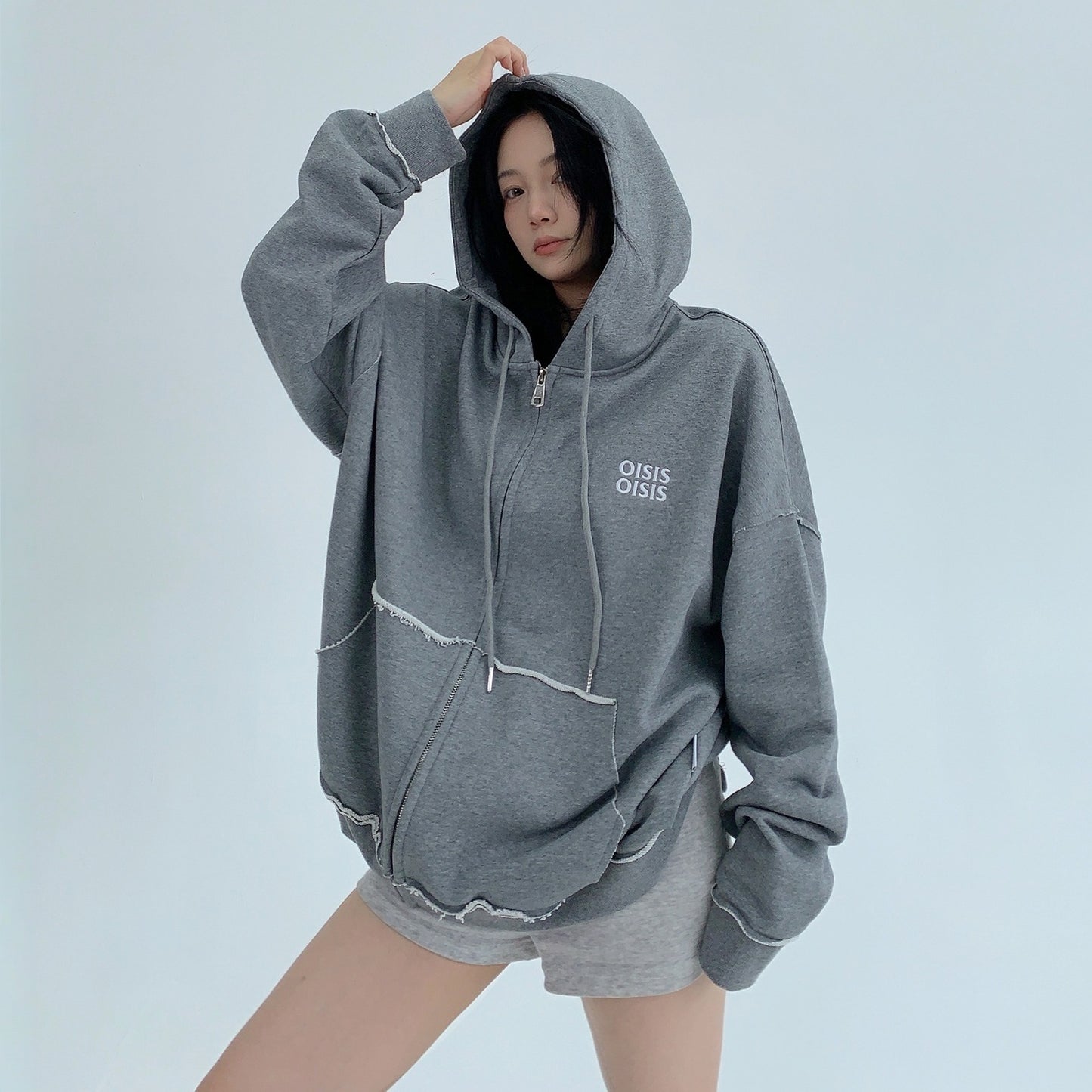 【アウター】春 秋 冬 ヴィンテージ風 裾フリンジ フード付き 【FCシリーズ】