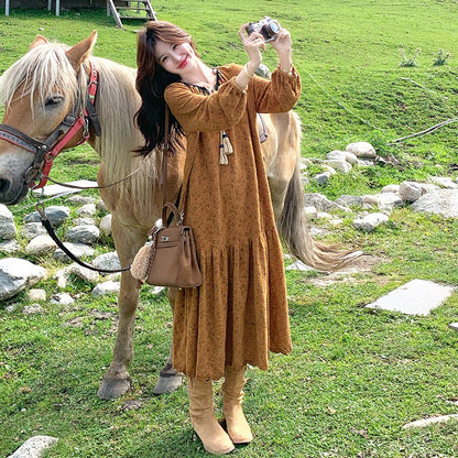 【ワンピース】ヴィンテージ感あふれる エレガント 長袖ワンピース レディース【SHシリーズ】