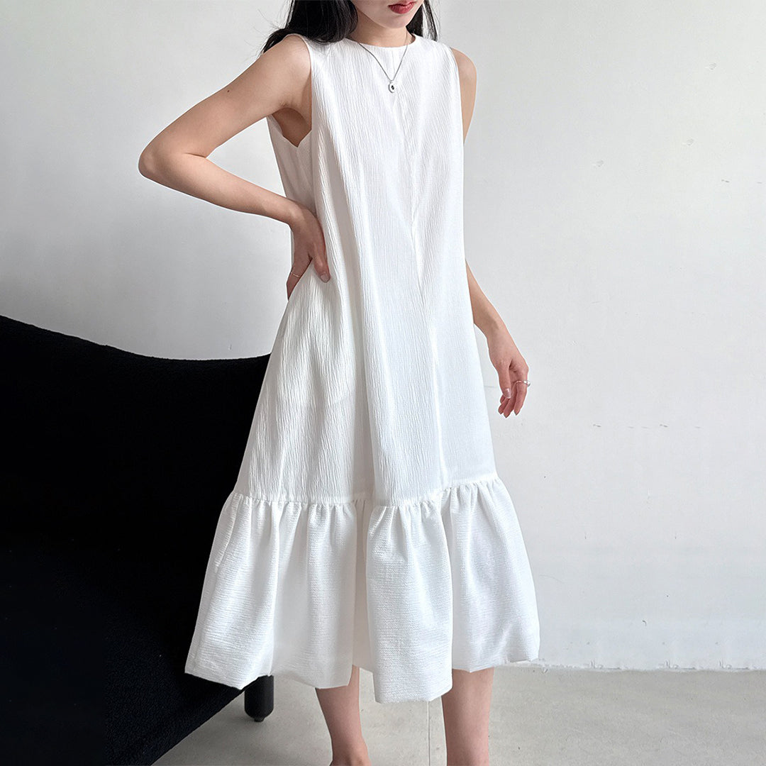 【ワンピース】夏 フリル ノースリーブ 合わせやすい ワンピース【JZシリーズ】