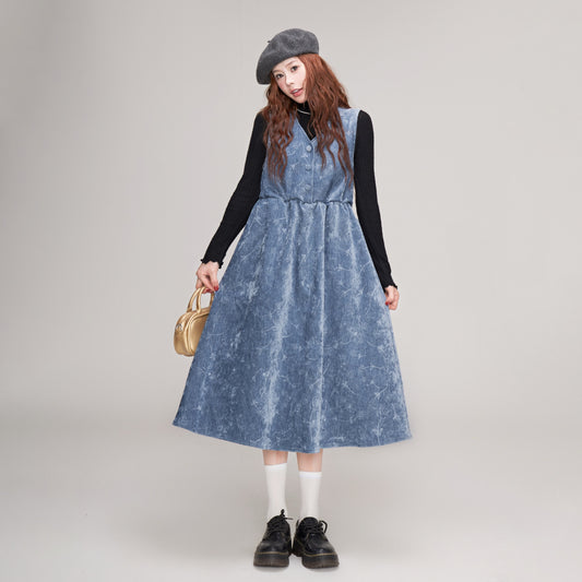 【ワンピース】秋冬新作 レトロ可愛い コーデュロイ サロペットスカート  裏起毛 ゆったりワンピース【JZシリーズ】