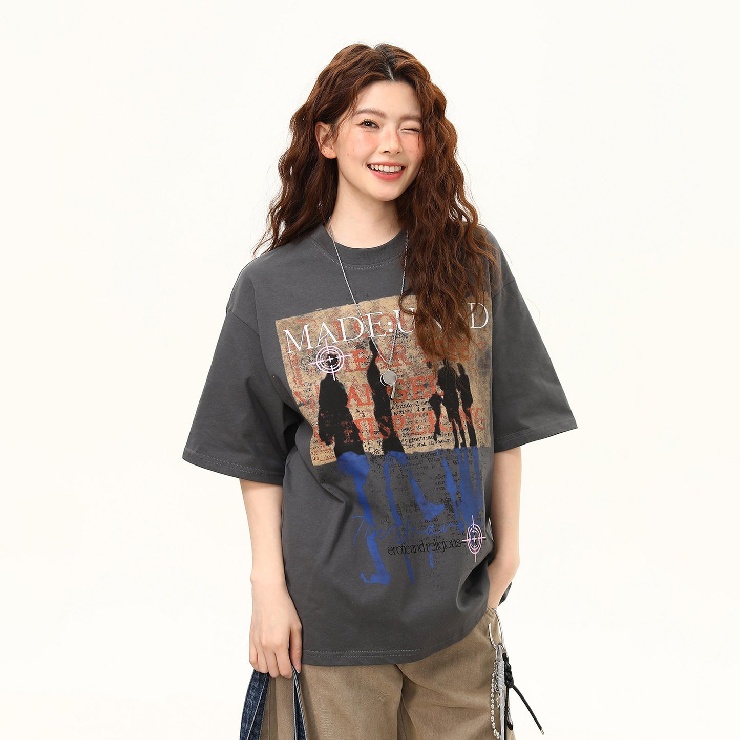 【トップス】ストリート系 グラフィティTシャツ 半袖 ゆったり 夏 ペアルック おしゃれ【FCシリーズ】