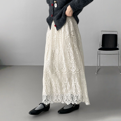 【ボトムス】春 秋 冬 レトロ レース 刺繍  Aライン スカート 【JZシリーズ】