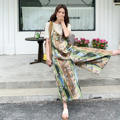 【ボトムス】夏新作 フレンチガーリー 民族風プリント デザイン感たっぷり オールインワン【SHシリーズ】