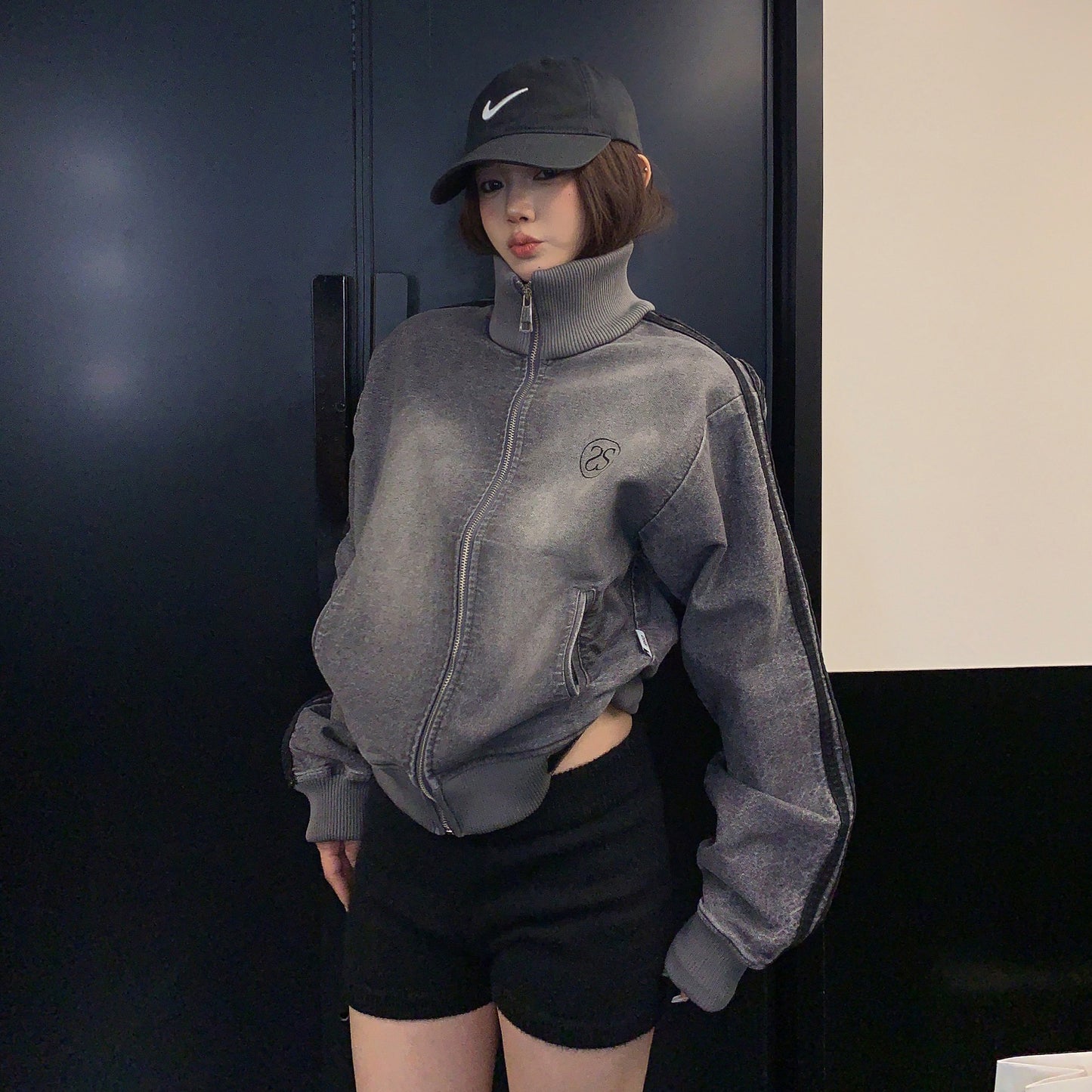 【アウター】古着風ショートデニムジャケット レディース ウォッシュ加工 ルーズシルエット レディース Gジャン【FCシリーズ】