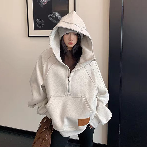 【トップス】カジュアル 刺繍 ショート丈 裏起毛 スウェット レディース トレンド パーカー【FCシリーズ】