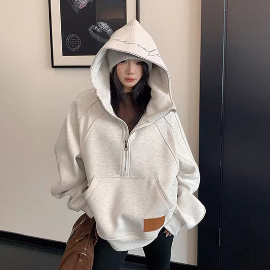 【トップス】カジュアル 刺繍 ショート丈 裏起毛 スウェット レディース トレンド パーカー【FCシリーズ】