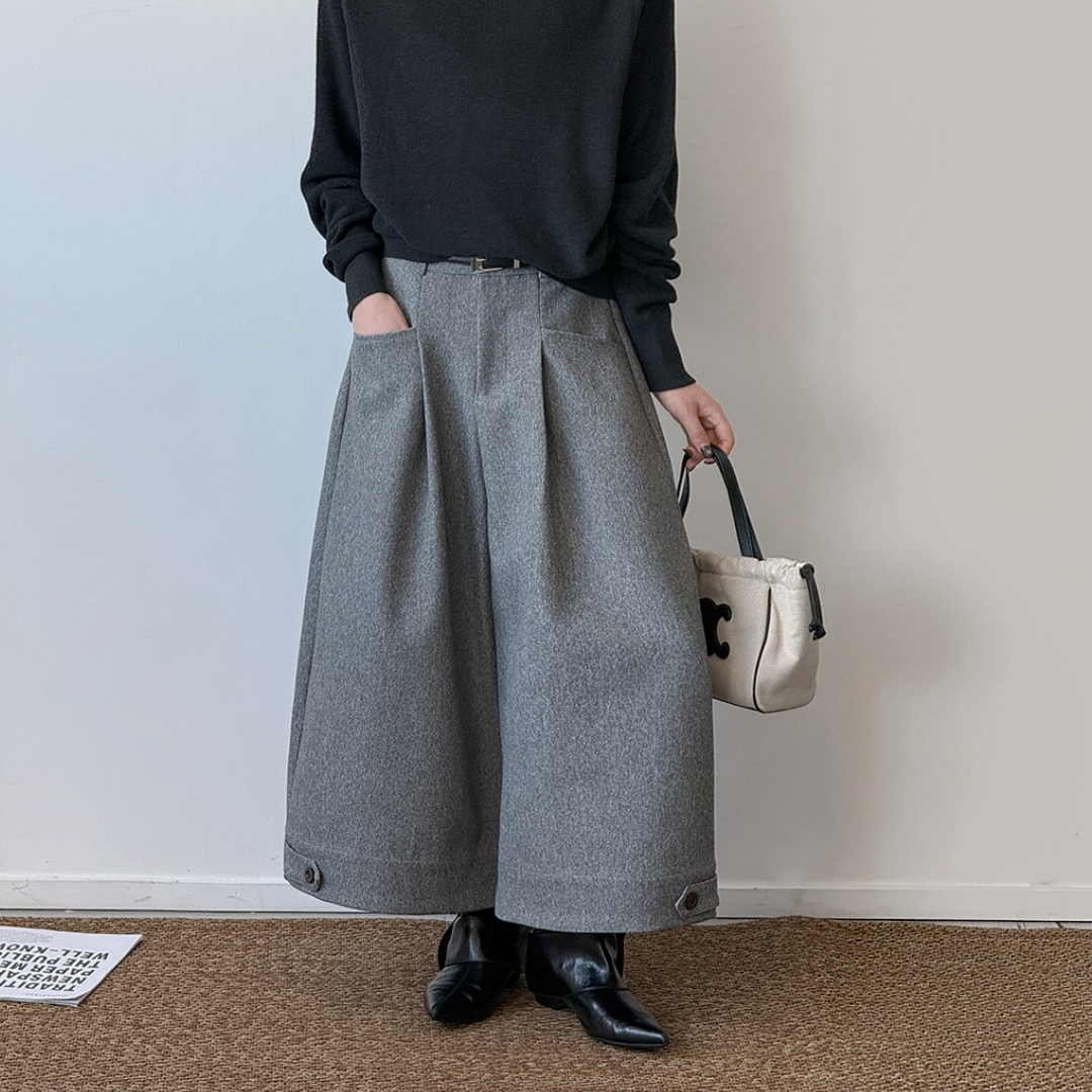 【ボトムス】タック入り Aライン  ワイドスラックス  パンツ 【JZシリーズ】