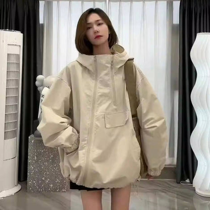 ❤ダブルジップで個性を演出【アウター】男女兼用 春新作 フード付きマウンテンパーカー  カジュアル ゆったりシルエット デザイン感 ジャケット 【FCシリーズ】