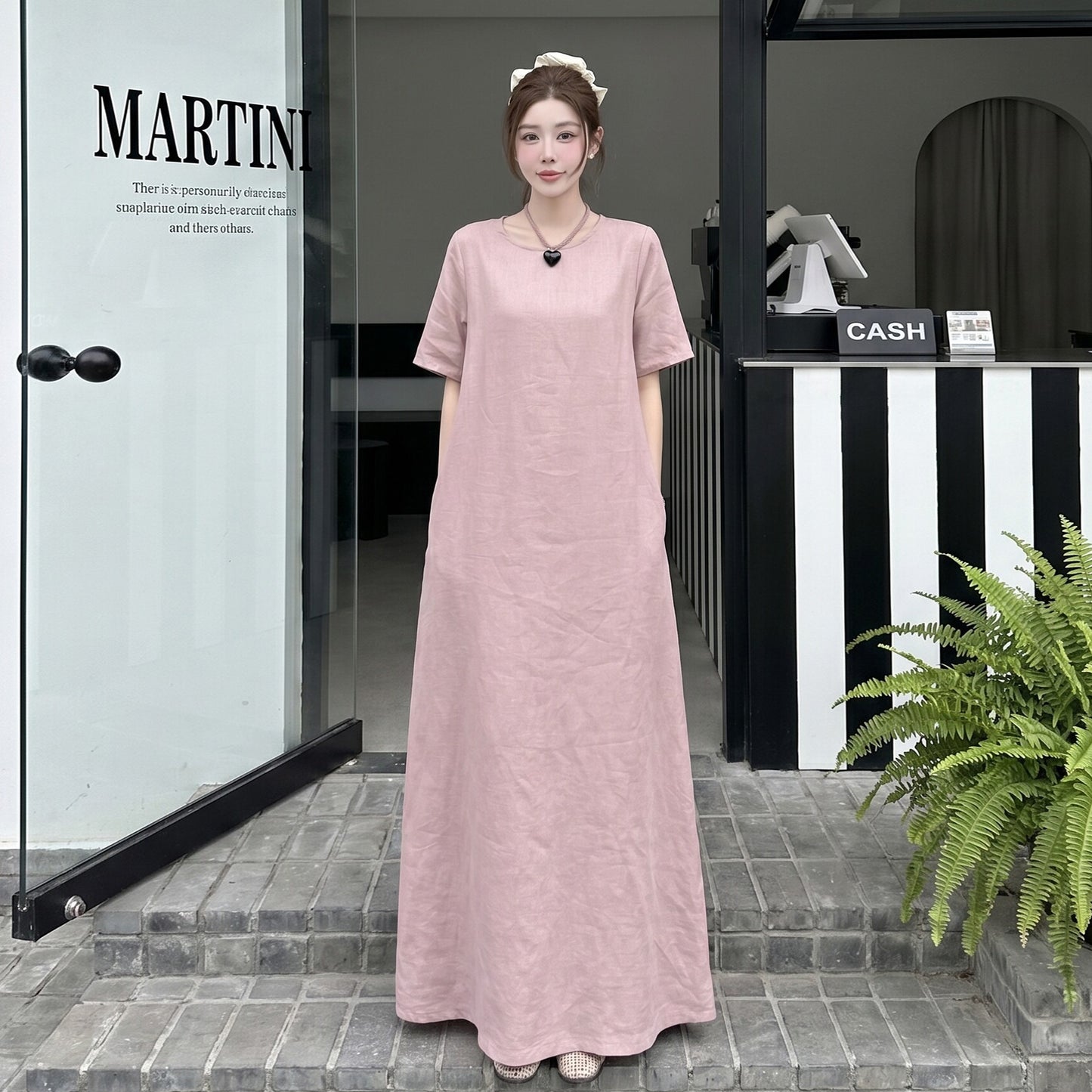 【ワンピース】ロングTシャツワンピース レディース 夏新作 半袖 無地 体型カバー リラックスシルエット ミモレ丈【JZシリーズ】