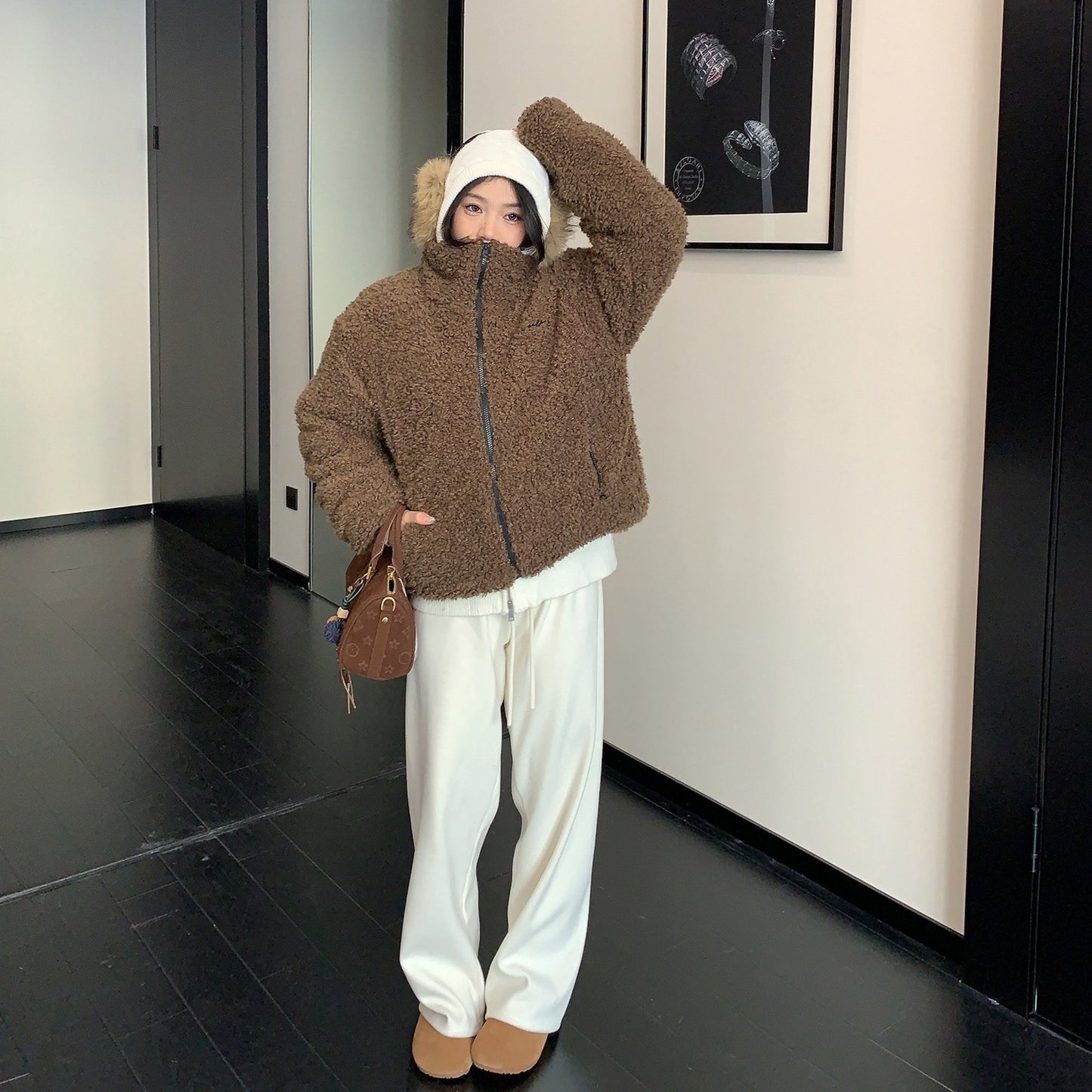 【アウター】ボア ショート丈 春 秋 冬 中綿ジャケット 【FCシリーズ】