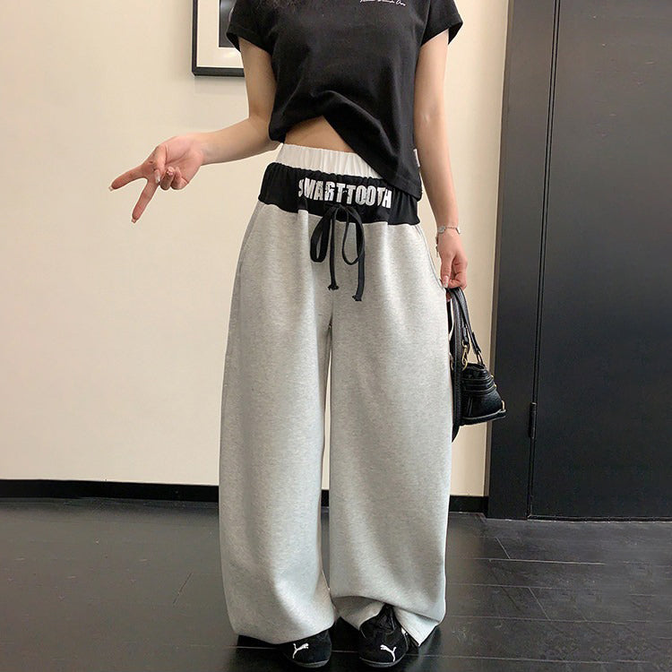 【ボトムス】リラックス感 配色デザイン ストレート ワイド スウェットパンツ 着回し力 カジュアル【FCシリーズ】