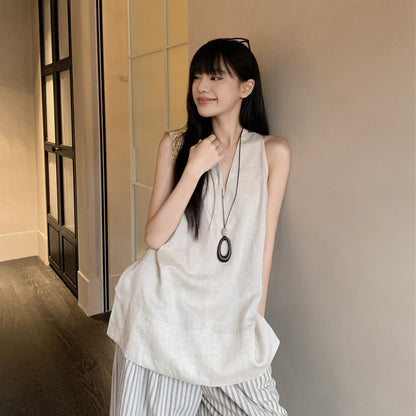 【セットアップ】【単品注文】ストライプ柄 Vネック キャミソール ワイドパンツ 上下セット ゆったり カジュアル 夏新作【JZシリーズ】