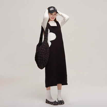 【ワンピース】💎エレガント＆高級感 ノースリーブワンピース 秋冬 レディース フレンチ風 ベストワンピ 【JZシリーズ】