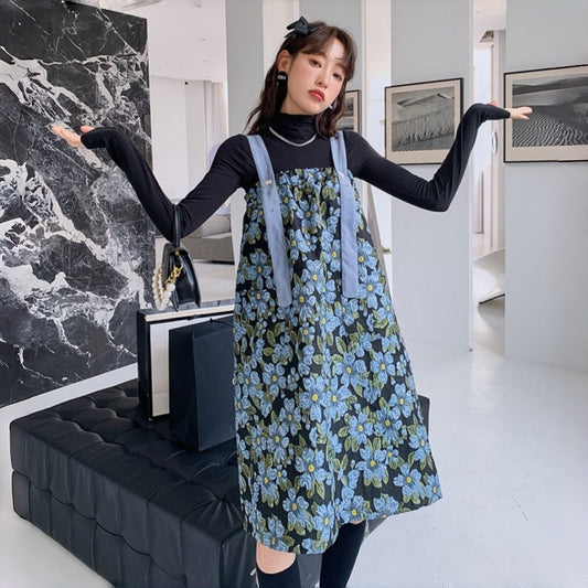 【ワンピース】ハイネック レトロ 花柄 スウィート ノースリーブワンピース【SHシリーズ】