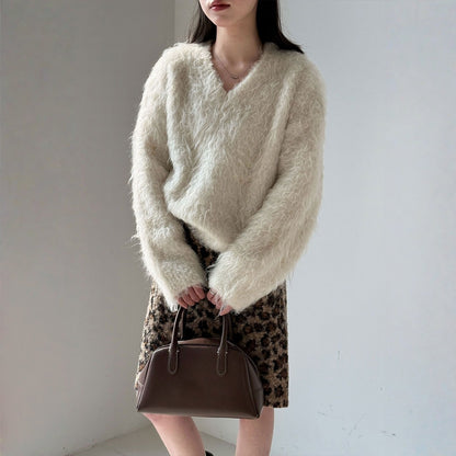 【トップス】もちもち 起毛 Vネック 春 秋 冬 リラックス感 セーター 【JZシリーズ】