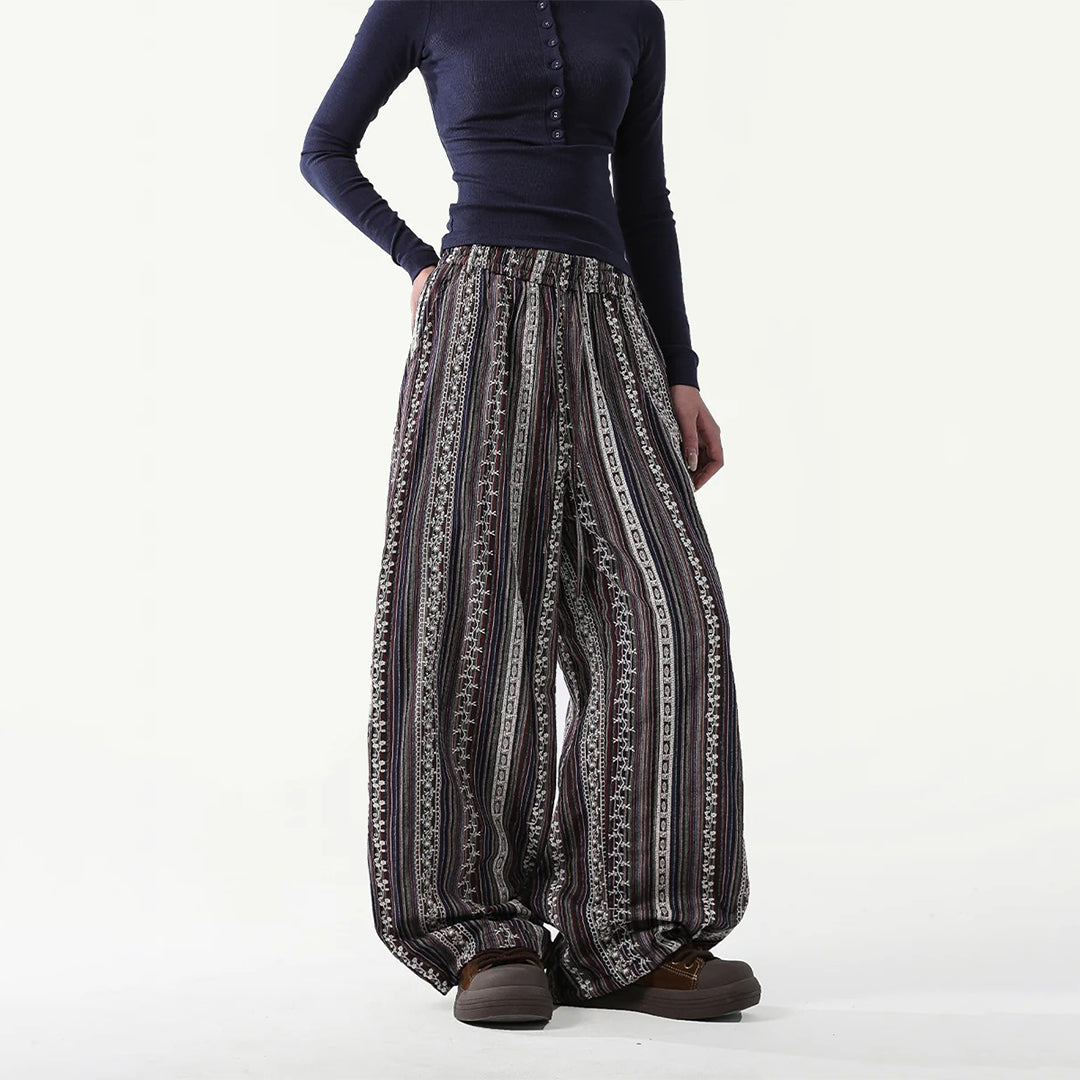 【ボトムス】春夏秋冬 アメリカンスタイル ジャカード しま模様 パンツ【FCシリーズ】