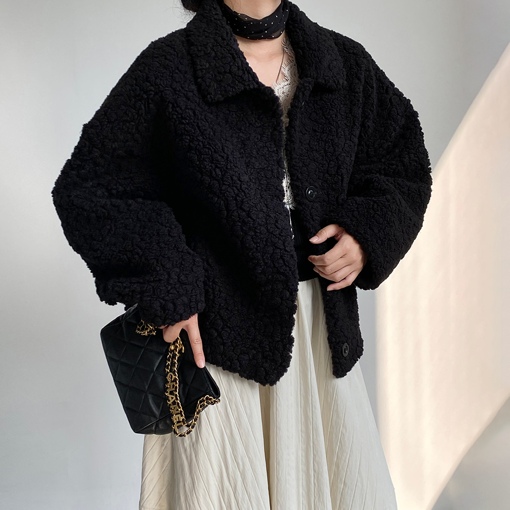 【アウター】ミルキーベージュ ボアジャケット レディース 冬 短丈 ゆったり 綿入れコート【JZシリーズ】