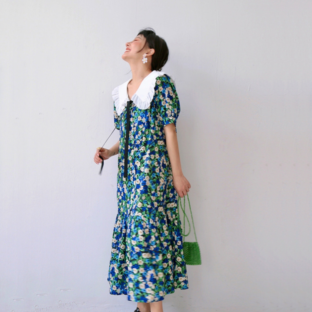 【ワンピース】夏 襟付き ウエストマーク フェミニンコーデ 半袖 ワンピース 【SHシリーズ】