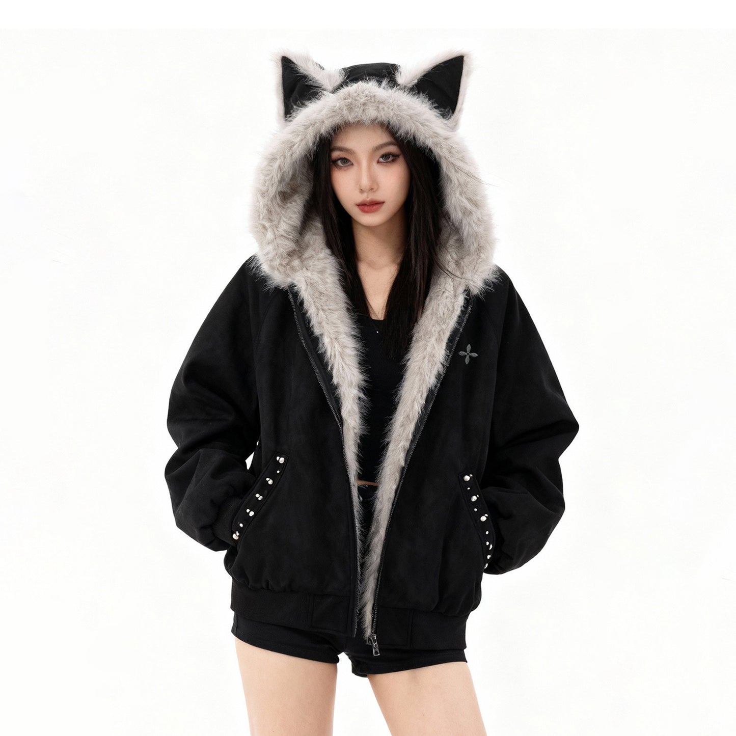 【アウター】デビルモチーフ アメリカンスタイル 裏起毛 綿入れコート ユニセックス 秋冬【FCシリーズ】【15～20日内発送】