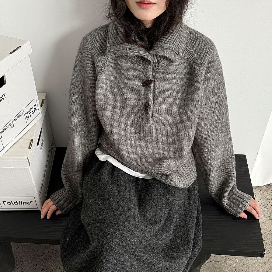 【トップス】韓国風 レトロ ハイネック ニット セーター 厚手 ゆったり 冬 新作 レディース【JZシリーズ】