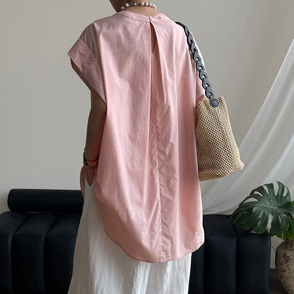 【トップス】韓国風 ラウンドネック プルオーバー 夏新作 ゆったりシルエット 雰囲気たっぷり シャツ【JZシリーズ】