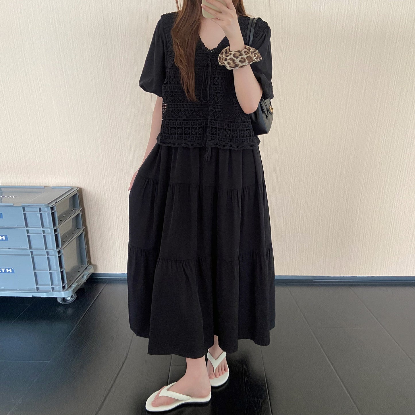 【ワンピース】切替デザインワンピース レディース 夏 半袖 ロング丈 シンプル 上品カジュアル リラックスコーデ【JZシリーズ】