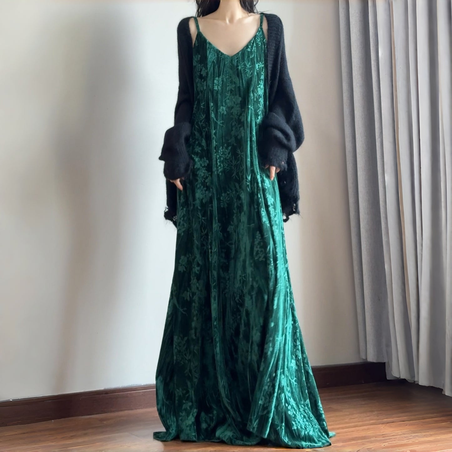 【ワンピース】エレガント セクシー 目立つ Vネック ストラップドレス【SHシリーズ】