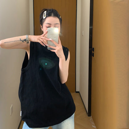 【トップス】高級感 夏新作 個性派デザイン 肩あき刺繍入り タンクトップ Ｔシャツ【FCシリーズ】