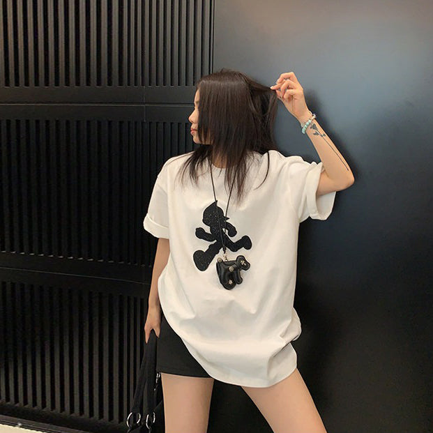 立體刺繡卡通T恤｜復古寬鬆短袖上衣【FC系列】