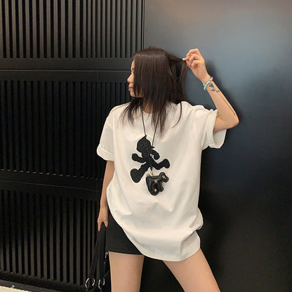 立體刺繡卡通T恤｜復古寬鬆短袖上衣【FC系列】