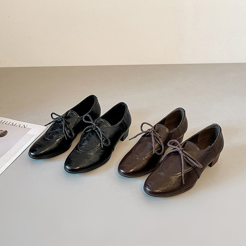 【シューズ】春秋イギリス風 太ヒール ローファー 新作 ヴィンテージ 通勤用 パンプス